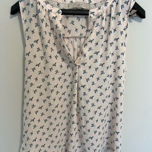LOFT Sleeveless Top with Bird Print